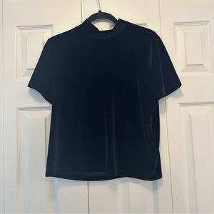 Madewell Mock Neck Velvet Short Sleeve Top